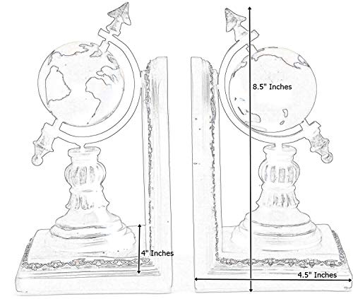 Bellaa Decorative Bookend Celestial Globe Armillary Industrial Art Decor Statues Book Shelves Stoppers Holder Nonskid Shelf Heavy Ends Supports Vintage Farmhouse Home Decor 8.5 Inch #TOP2
