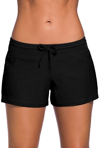 Cokar Damen Badeshorts Bikinihose Hotpants Sportbikini Schwimmshorts Bunte Farben, Bottom-d, XXL schwarz