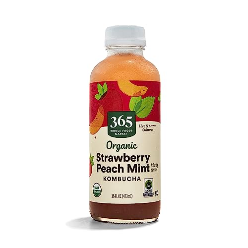 365 By Whole Foods Market Organic Strawberry Peach Mint Kombucha, 16 Fz