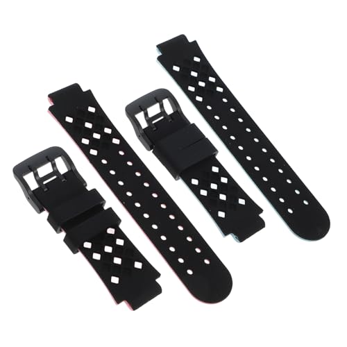 DOITOOL 2 piezas Correa Reloj Infantil de Silicona Resistente para Pulsera Cómoda y Duradera Compatible con Reloj Azul Negro y Rosa Negro con Liberación Rápida