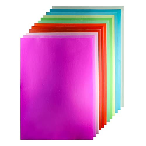 24 Sheets Metallic Foil Card Stock Paper 12 Assorted Colors Party Foil Sheets Cardstock A4 250Gsm 92Lb For Card Making, Comaptible With Cricut #TOP8