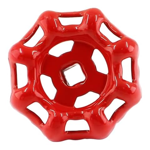 BokWin Metal Outside Faucet Round Wheel Handle Hose Bib Handle Water Spigot Handle Square Broach 6x6mm, Wheel OD 51mm Paint Cast Steel Red Cover