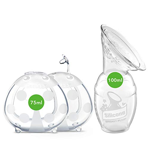 Haakaa Ladybug Silicone Breast Milk Collector Set & Breast Pump Combo?Perfect Match for Pumping & Breastfeeding, New Mom Gift Ideas (3-Piece Set)