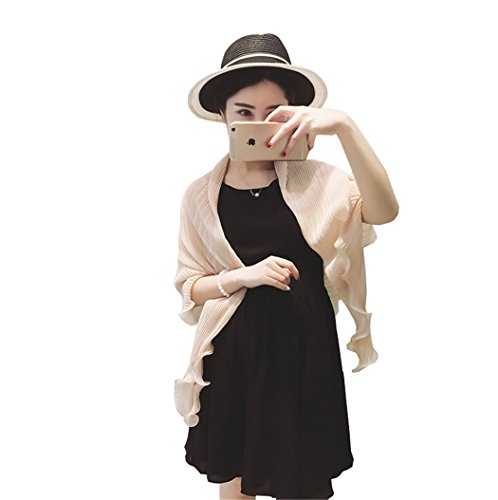 Santwo Fashion - chal de gasa para playa, para mujer, con bufanda, para conducción, Bolero, rebeca Negro color carne Talla única