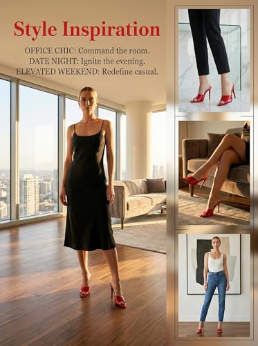 Image of Women Clear Pointed Toe Sandals Stiletto Heels Transparent Strap High Heels Slip on Mules for Women