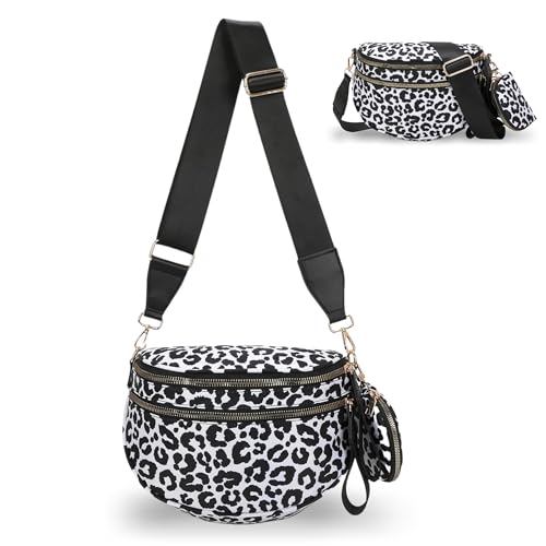 Image of Checkered Crossbody Bum Bags for Women, Nylon Sling Bags with Shoulder Strap, Large Capacity Checkered Purse Bag