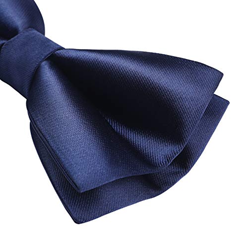 Image of HISDERN Bow Ties for Men Solid Color Pre-Tie Bow Tie and Pocket Square Set Classic Formal Tuxedo Bowties for Wedding Party