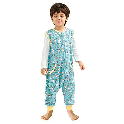 Image of WONDAY Toddler Sleep Sack with Feet, 0.5 Tog Sleeping Sacks for Walking with Legs 12-18 Months 2T 3T 4T 5T, (12-24 Months, Rocket)