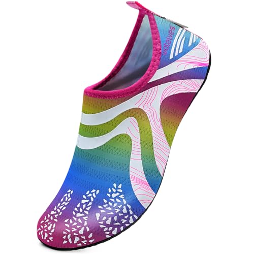 Image of WateLves Water Shoes for Womens Mens Barefoot Quick-Dry Aqua Socks for Beach Swim Surf Yoga Exercise New Translucent Color Soles