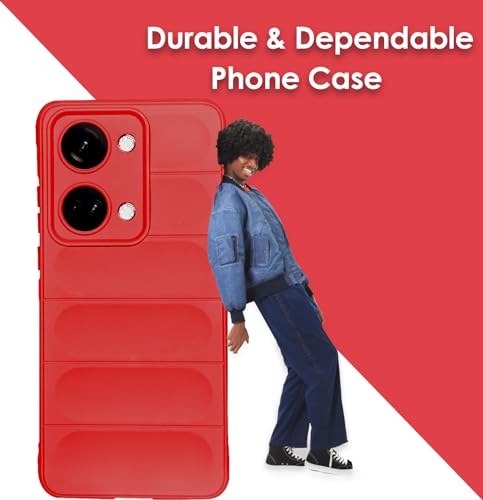 Image of A rtistque Liquid Silicone Stripes Back Cover Case for Oneplus Nord 3 5G | with Camera Protection | with Inner Fabric | Anti Slip Grip | AirBag Case - Red