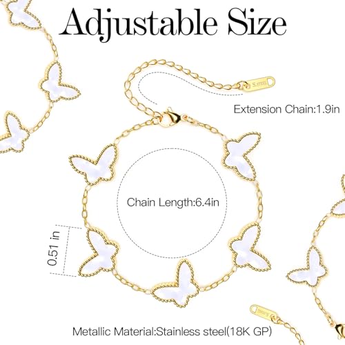 AICase 18K Gold Plated Clover Bracelet Dupes Gold/White/Black Bracelet Set for Women Flower Leaf Lucky Clover Bracelets Trendy Jewelry Birthday Gifts for Women/Mon/Friends4