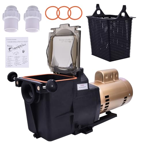 W3SP2610X15 Super Pump 1.5HP Single-Speed High Performance Pool Pump 110V/220V Compatible with Hayward for In-Ground Pool Pumps 2’’ Water Inlet/Outlet Diameter Energy Efficiency for Its Class