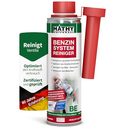 MATHY-BE Benzin System Reiniger (250 ml) - Zertifizierter Benzin Reiniger - Benzin Additiv - Hochwirksamer Ventil-Reiniger - Benzin Zusatz