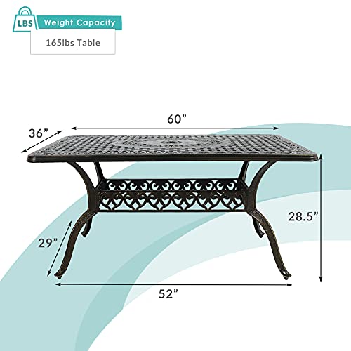 MEETWARM-Outdoor-60-Rectangular-Patio-Dining-Table-All-Weather-Cast-Aluminum-Large-Patio-Furniture-Table-with-2-Umbrella-Hole-Dark-Bronze MEETWARM Outdoor 60 Rectangular Patio Dining Table All Weather Cast Aluminum Large Patio Furniture Table with 2 Umbrella Hole Dark Bronze
