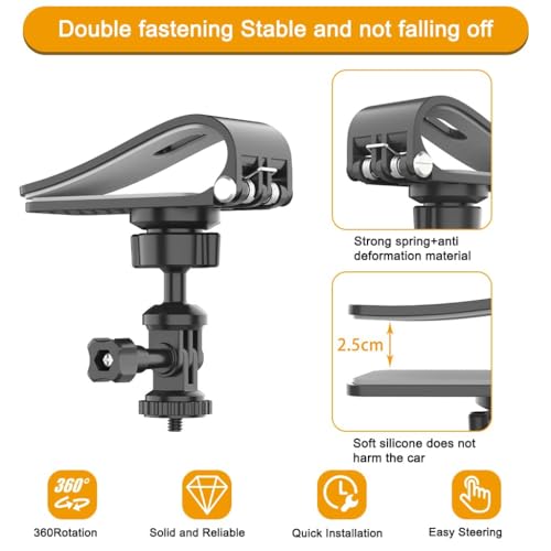 Image of Car Sun Visor Mount for Action Cameras & Smartphones - 360 Adjustable Clip Holder with Ball Head | Compatible with Hero 13 /12 /11, Osmo Action 3 /4 /5 Pro /6, Insta360 X4 /X5 /Ace /Ace Pro