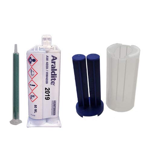 Araldite 2019 (AW4859 / HW4859) - Black Slow-Set 120-Min High-Strength-Toughened Epoxy Gel (Caulking Adapter Kit, 50ml)