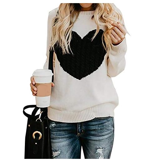 Mujer sudaderas Básico Punto Suéter de Moda O-Cuello Otoño Invierno Oversize Jerseys Blusas Abrigo Tops (Medium, Beige)