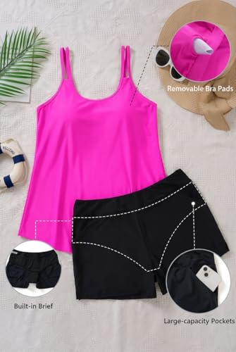 Image of Tempt Me Plus Size Tankini Swimsuits - Women Two Piece Tankini Top with Shorts Flowy Swimsuit 2025 Bathing Suits