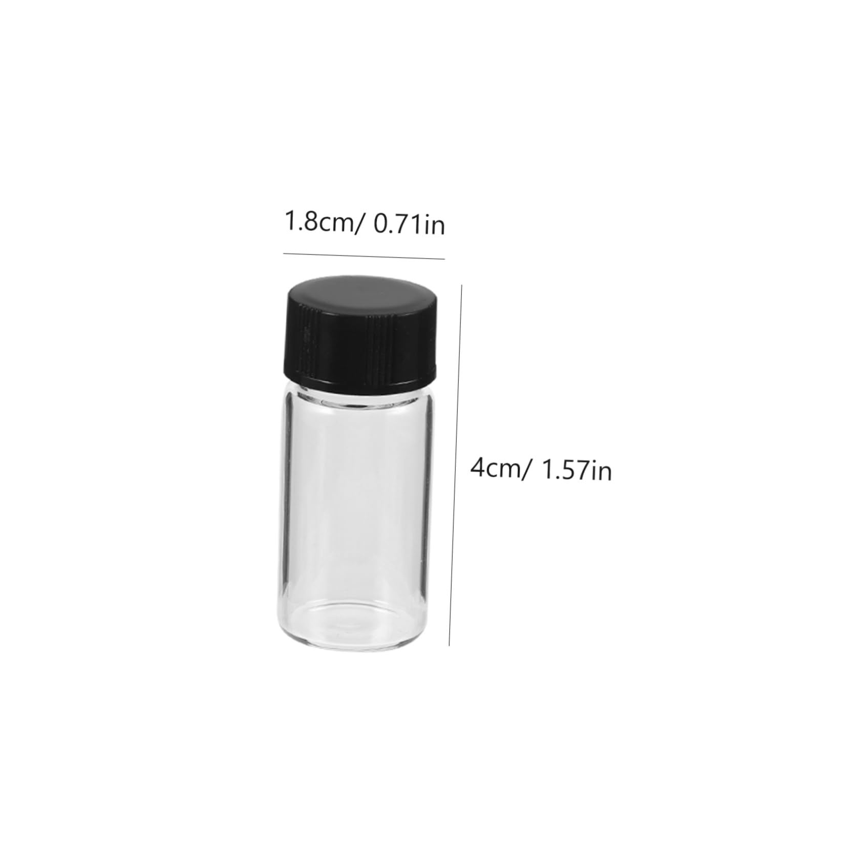 100 Stück 5ml Glasprobenfläschchen Transparent mit Deckel | Flacher Boden, Schwarze Kappen, aus Glas und Kunststoff, für Laborproben, Kompakt Transportierbar