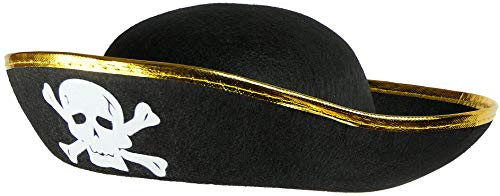 BALINCO Cappello da pirata nero con bordo dorato e...