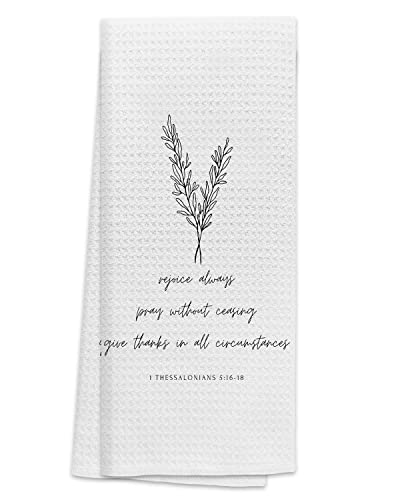 Tunw Christian Bible Verse Scripture 1 Thessalonians 5:16-18 Soft And Absorbent Kitchen Towels Dishcloth,Christian Hand Towels Dish Towels 16″×24″,Gifts For Christian Women Faith Mom Girls #TOP10