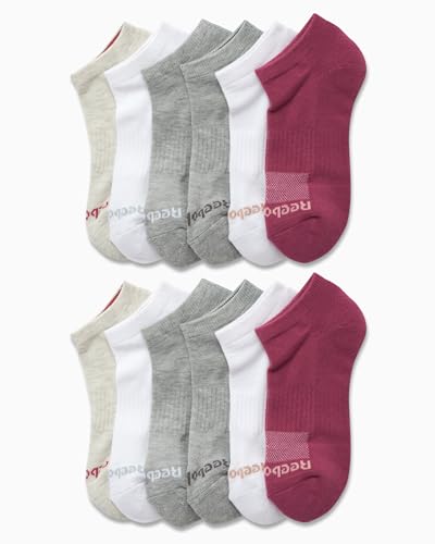 Image of Reebok Womens Quarter Socks 12 Pack Moisture Wicking Athletic Socks | Moisture-Wicking Fabric with a Flexible Stretch Fit, Arch Support and a Comfort Toe Seam
