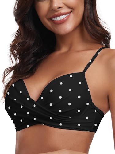 Ocean Blues Women's Push Up Molded Cup Bikini Top with Twist Front, Underwire, Cross Back