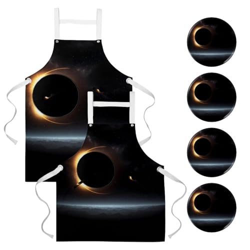 Tablier de cuisine pour pâtisserie et travail manuel avec fond ciel spatial éclipse
