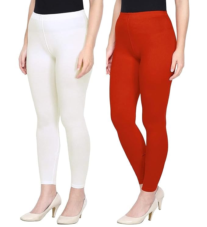 Women's Cotton Leggings, White, Pack of 2-picture-14