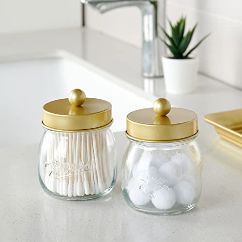 image for SheeChung 3Pack Warm Golden Undertones Bathroom Decor, Cotton Swab Hol