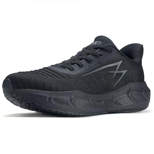 OL OUTJET LEGEND Men's Slip-On Walking Shoes Breathable Running Sneakers Hands-Free Cushion Tennis Shoes Non-Slip Gym Workout Sports Athletic Cross Training Fashion Wide Toe Sneakers Black