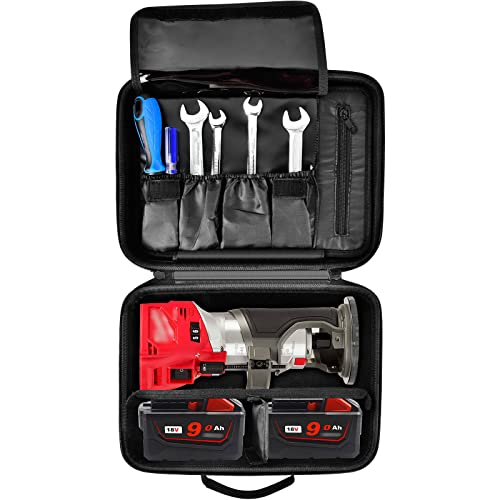 GWCASE Case Compatible with Milwaukee M18 Fuel Cordless Compact Router & for Milwaukee 12V 18V Replacement Rechargeable Battery, Box for Dewalt Batteries and Tool Accessories (Bag Only)