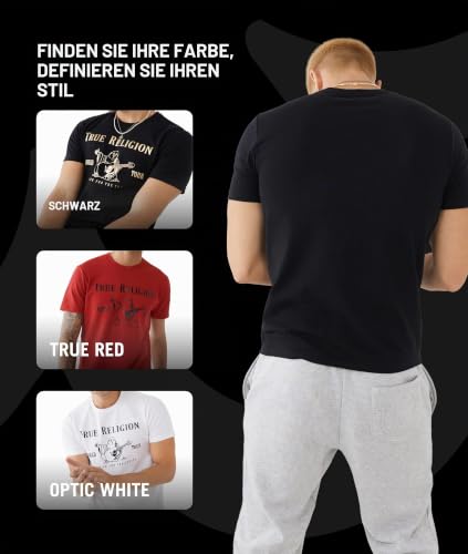 True Religion Herren Kurzärmliges Buddha-Motiv T-Shirt, Schwarz, XL – Ansicht 5