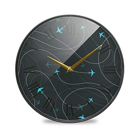 Reloj de Pared Avión Azul Negro Cover