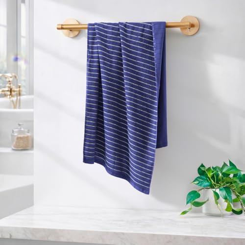 Image of Welspun 2-in-1 Towels for Bath Large Size | 100% Cotton Bath Towel | 250 GSM | High Absorbency & Quick Dry | Soft Feel | Bath Towel for Men & Women | 70 x 150 cm | Navy Blue