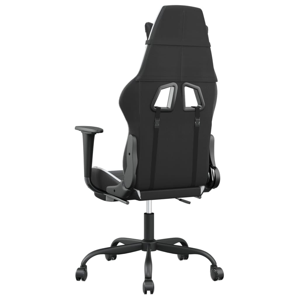 Gecheer Sedia Gaming Massaggiante Poggiapiedi Nero e Bianco Similpelle,Poltrona Massaggiante,Relax,Reclinabile,da TV,per Anziani,Poltrona Reclinabile,Poltrona da TV,Poltrona da Massaggio,P345416