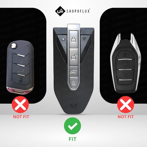 Image of SHOPOFLUX Metal Key Cover Compatible with Mahindra BE 6, XEV 9 EV, XUV 7XO Smart Key (Metal Black Silicone)