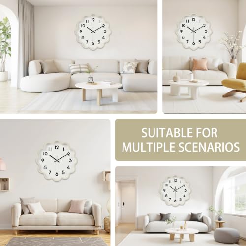 Image of HZDHCLH Wall Clocks Battery Operated 12 Inch Cloud Shaped Wall Clock Silent Non Ticking Modern Decorative Clock with 3D Numbers for Bedroom Living Room Nursery Classroom White