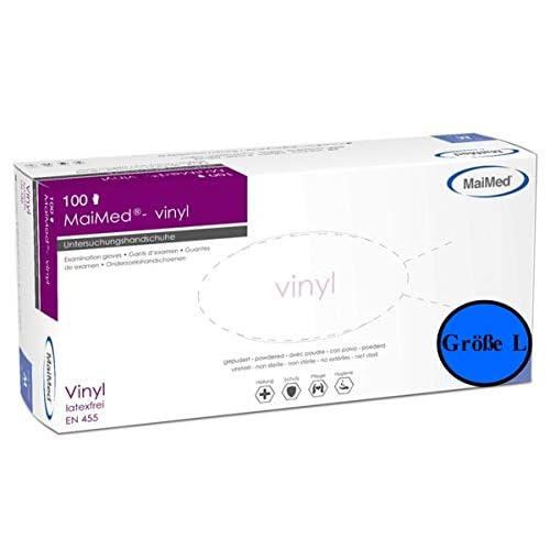 MaiMed® Einweghandschuhe Vinyl Einmalhandschuhe Medizin- & Schutzhandschuhe gepudert Größe L 100 Stück (1 Spendebox)