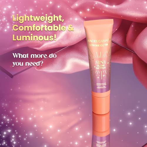 Image of FACES CANADA Strobe CC Tint Mini - Sunset Glaze 02, 18ml | 5-in-1 Serum + Moisturizer + Primer + BB /CC Cream + Strobe Cream | Lightweight | Radiant Dewy Glass Skin Glow | Niacinamide & Hyaluronic Acid | For Light to Medium Skin