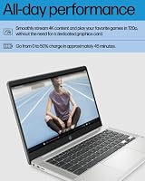 HP Chromebook 14 Laptop, Intel Celeron N4120, 4 GB RAM, 64 GB eMMC, 14" HD Display, Chrome OS, Thin Design, 4K Graphics, Long Battery Life, Ash Gray Keyboard (14a-na0226nr, 2022, Mineral Silver) — image 4