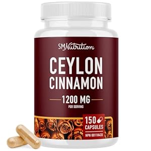 Extra Strength Organic Ceylon Cinnamon Capsules | 1200mg | Sugar Control Support | True Sri Lanka Ceylon Cinnamon Powder | Cinnamon Supplement With 1000mg Plus | Vegetarian, Non-GMO | 150 Pills