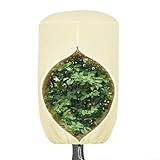 Kuppelförmige Pflanzenabdeckung für saisonalen Frostschutz mit funktionalem Reißverschluss und Kordelzug für einfaches An- und Ausziehen (190,5 x 228,6 cm, Beige)