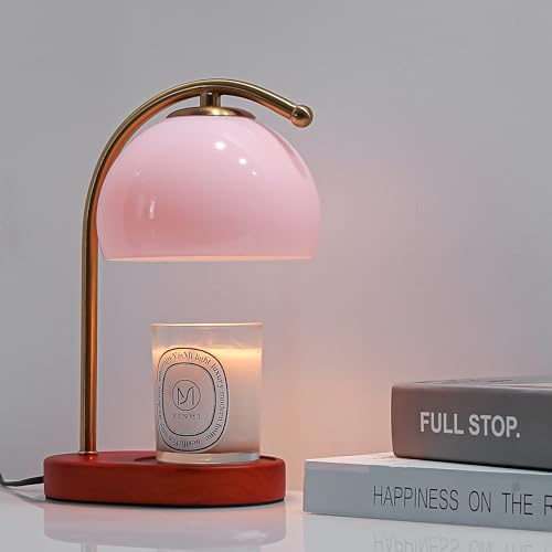 FCTWAKS Mid Century Pink Glass Candle Warmer Lamp with Timer & Dimmer, Mothers Day Birthday Gifts for Women Mom, House Warming Gifts New Home, Wax Warmer Lamp for Bedroom Decor with 2 Bulbs