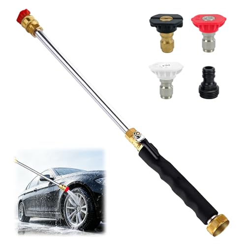 Upgraded Jet Nozzle Power Washer for Garden Hose 2026 Pressure Washer Wand with 3 High-Pressure Nozzles for Car Washing Patio Garden Outdoor Cleaning (Black)