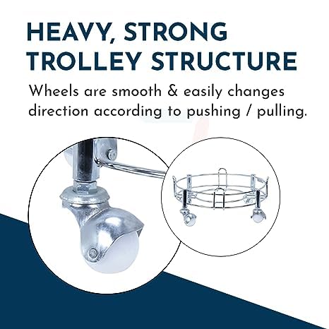 Dryingwell Premium Stainless LPG Gas Cylinder Stand Trolley with Strong metel Wheels Standard Size (White) (1pc) 3