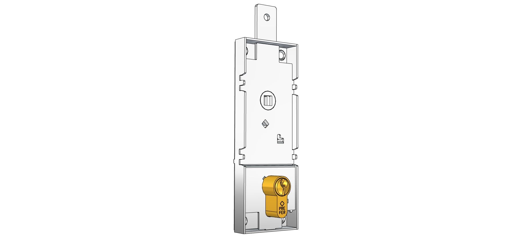 Prefer B561.681Z.0000 Serrature per Porte Basculanti/garage interasse 70 mm Cilindro Profilo Europeo senza cilindro, catenaccio con foro M6