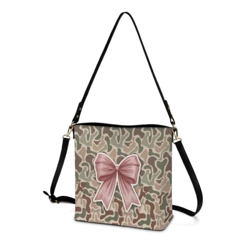 Image of HUGS IDEA Boho Bags for Women Leather Handbag Shoulder Bucket Crossbody Purse