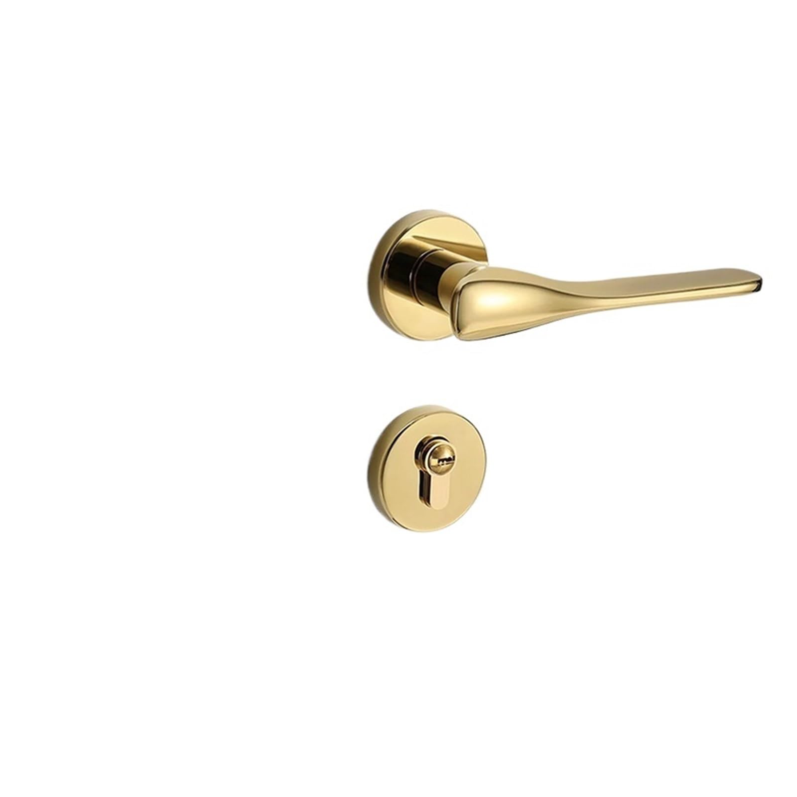 Jqeyewykk 5V Indoor Door Lock Golden Split Magnetic Handle Bedroom Electroplated Silent Solid Wood(Golden 7255 Magnetic Suction)