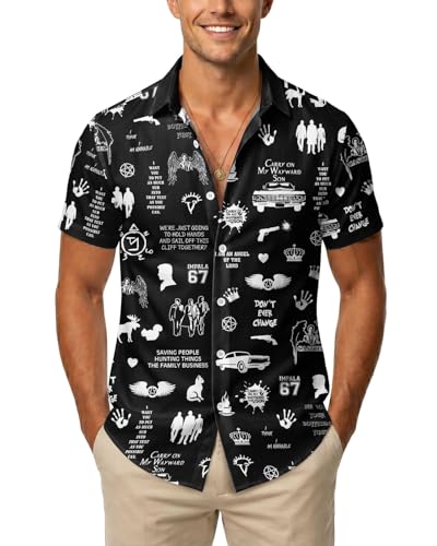 Image of 99TIMORO Fathers Movie Hawaiian Shirt for Men, Characters Button Down Short Sleeve Top, Summer Beach Gifts